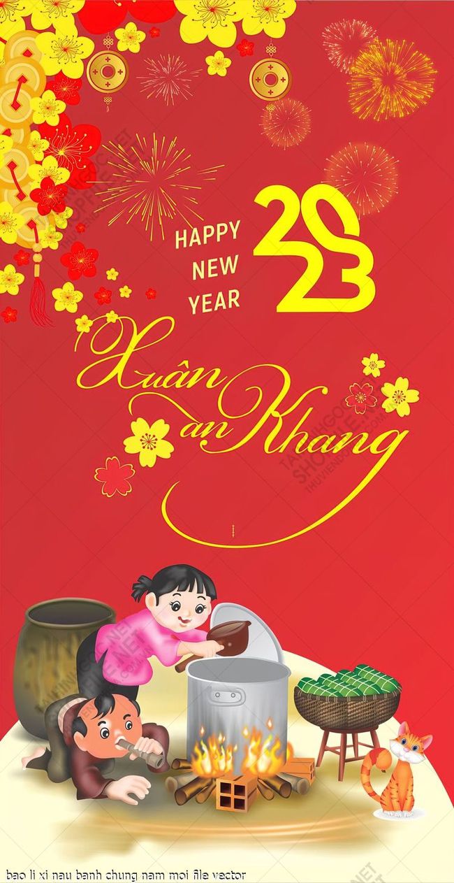 bao li xi nau banh chung nam moi file vector